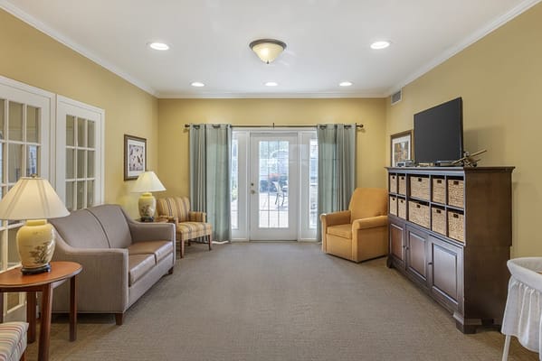 Common area with seating and natural light