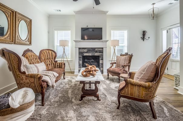 Cozy common area with elegant seating and decor