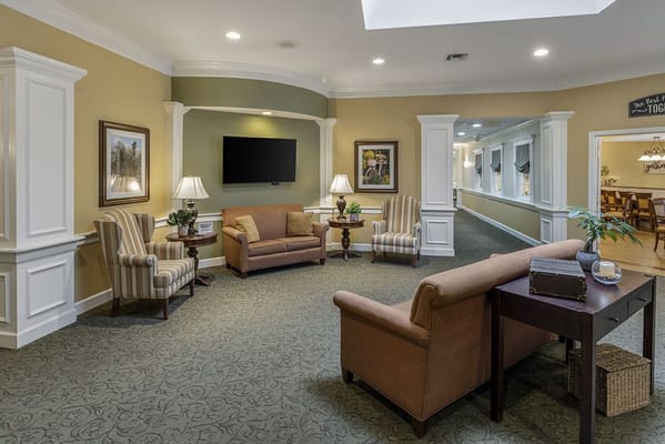 Common area with sofas and a TV