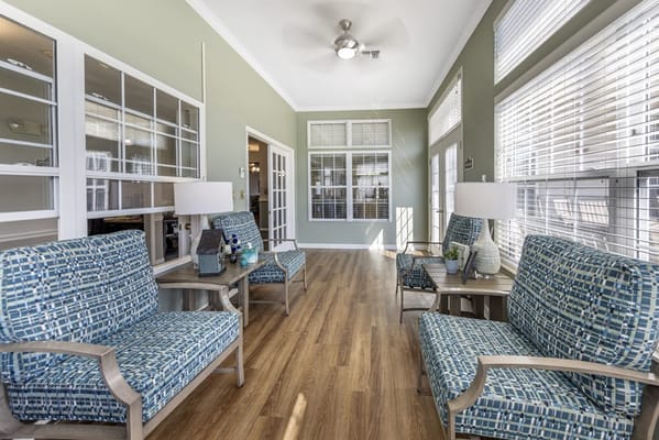 Bright common area with comfortable seating