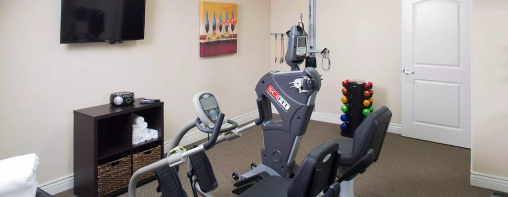 Interior view of a fitness room with equipment