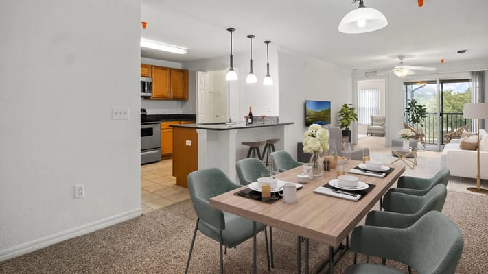 Modern dining area in an assisted living unit