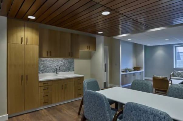 Bright interior of a common area with modern furnishings