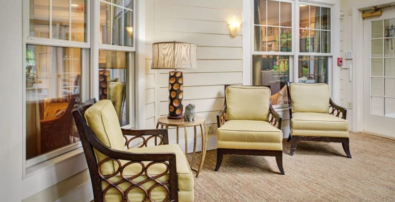 Bright interior with seating in a common area