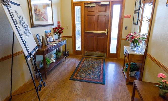 Welcoming entrance lobby with warm decor