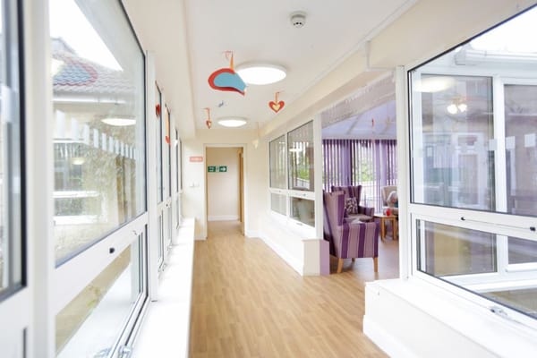 Bright corridor within a care home