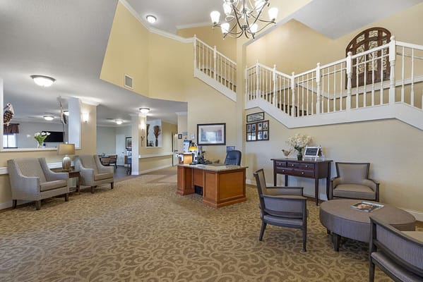 Common area with seating and reception desk