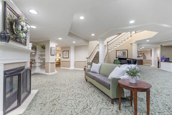 Interior view of a welcoming common area with seating