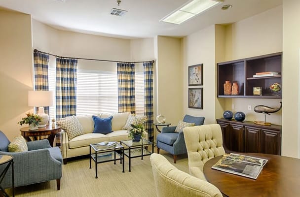 Cozy common area with seating and natural light