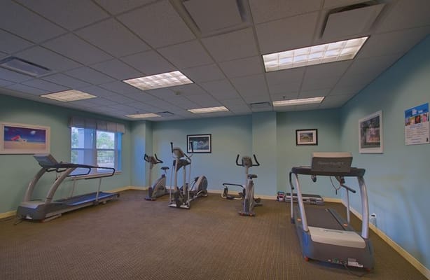 Exercise equipment in a gym for seniors