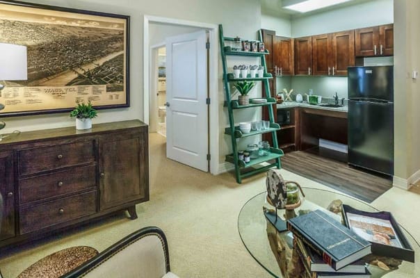 Cozy interior view of an assisted living apartment