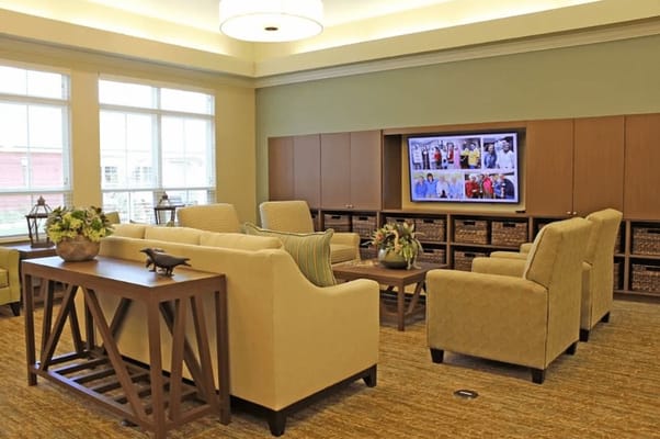 Comfortable lounge area in memory care facility
