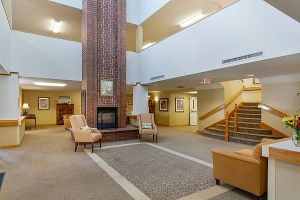 Interior of a welcoming common area with seating