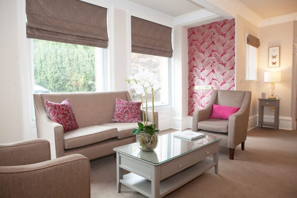 Quiet living room with comfortable seating and decor