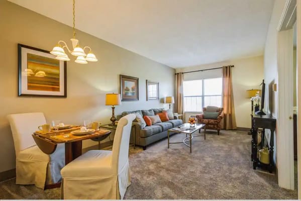 Cozy living space with a dining area and natural light