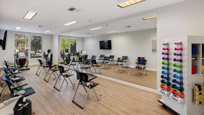 Interior training room with exercise equipment