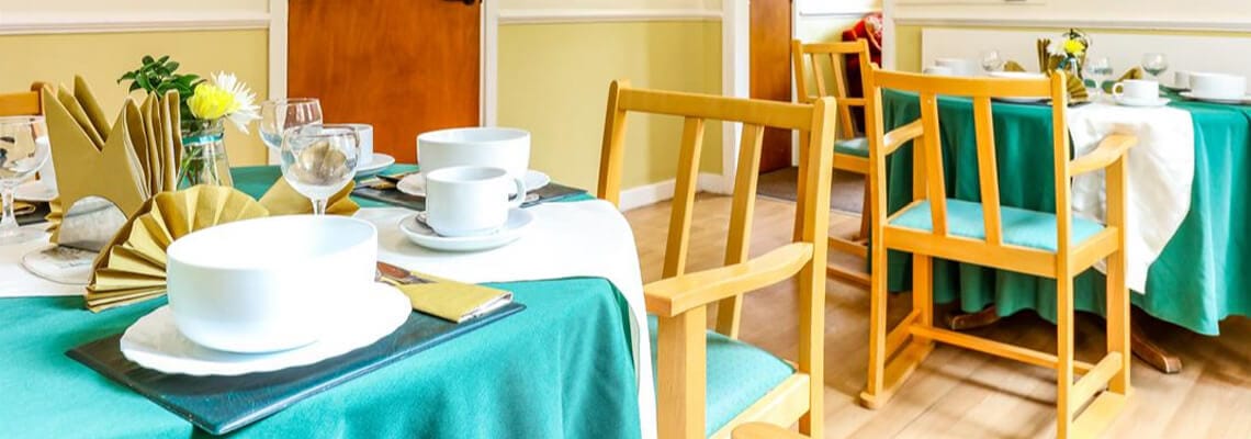 Interior dining area with set tables