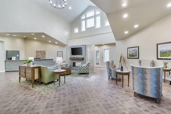 Bright and spacious common area with comfortable seating