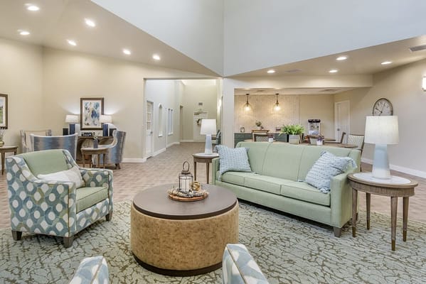 Interior view of a common area with seating