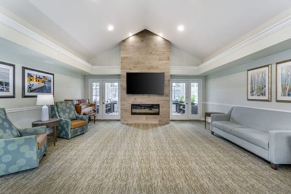 Interior view of a welcoming common area with seating