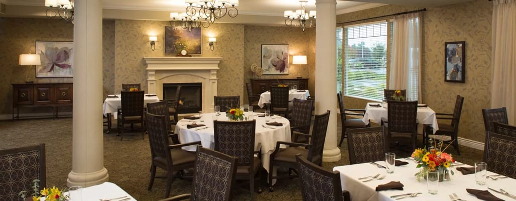 Dining room with elegant tables and decorations