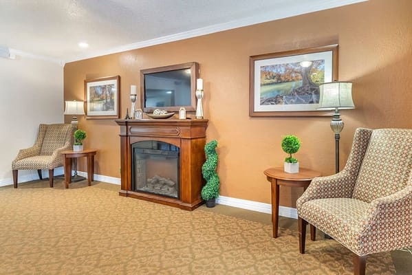 Cozy interior common area with seating