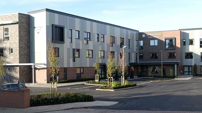 Exterior view of Spencer House Care Home building