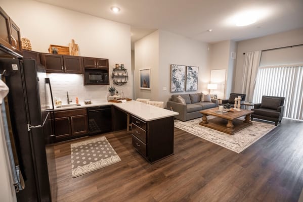 Bright and modern interior living space.