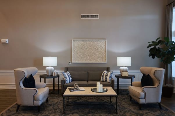 Comfortable common area with seating and decor