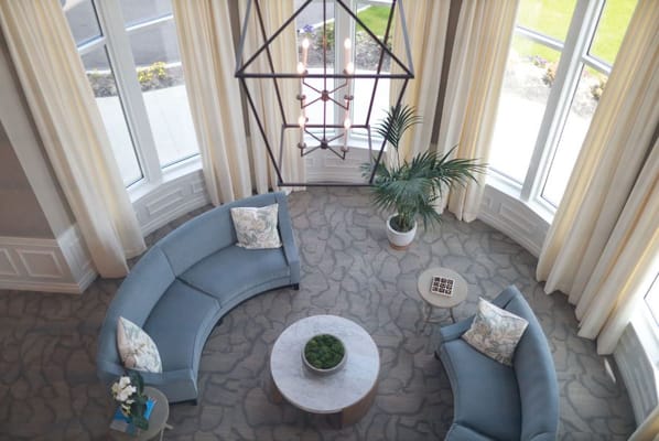 Interior view of a common area with seating