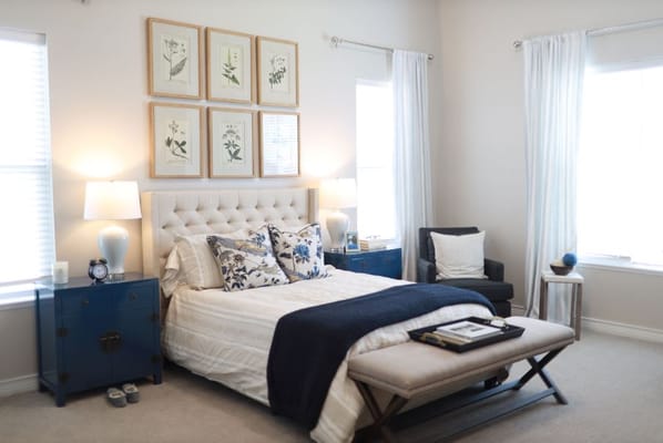 Cozy interior bedroom with floral decor