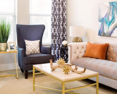 Stylish interior living room with elegant furnishings