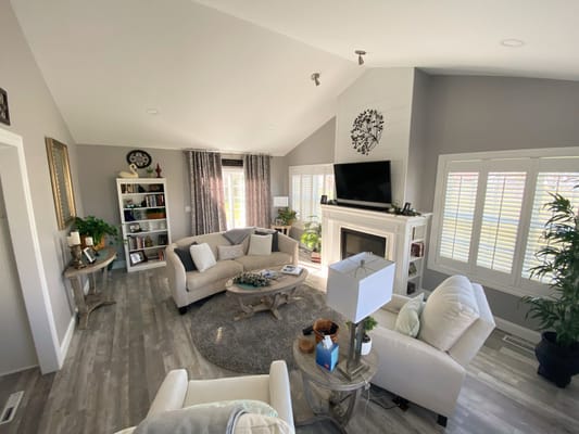 Bright interior common area with seating and decor