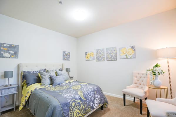 Cozy private resident room with floral decor