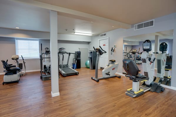Interior gym area with exercise equipment