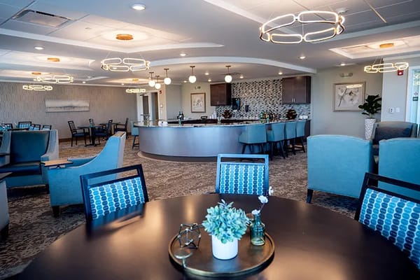 Modern common area inside the facility with seating