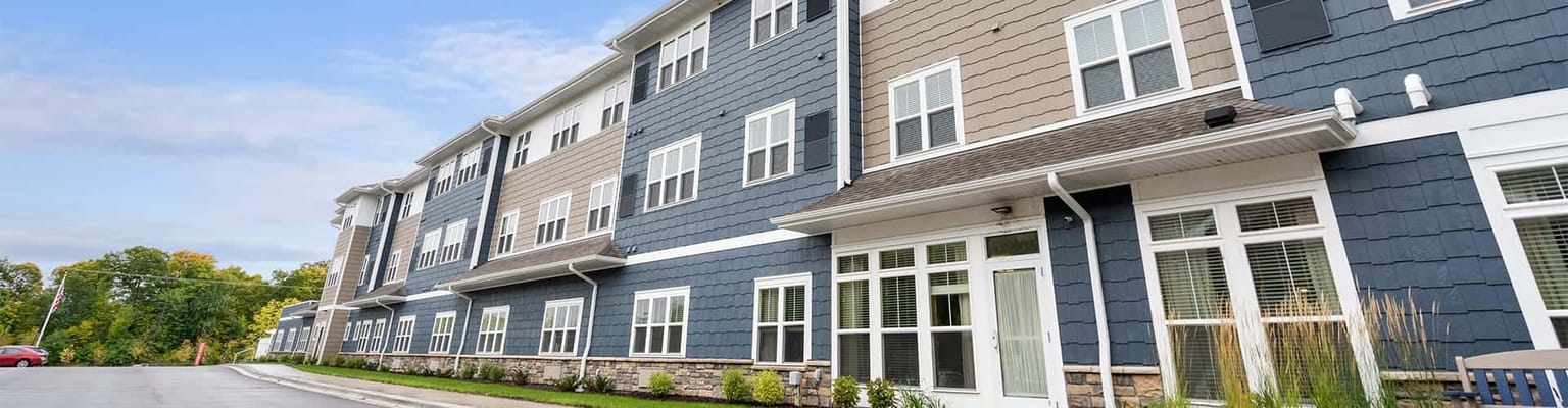 Exterior view of the Harrison Bay Senior Living facility