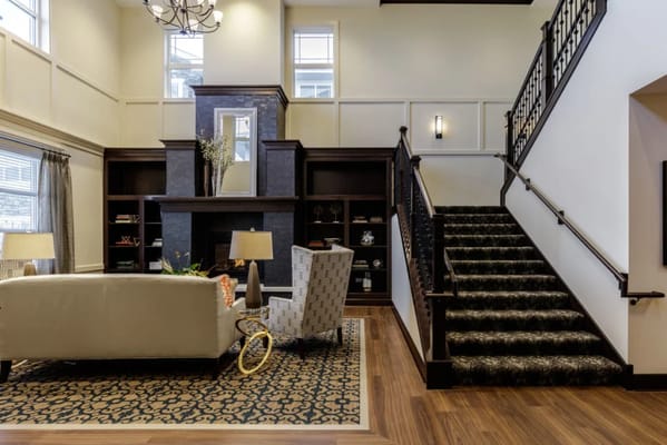 Interior common area with seating and staircase