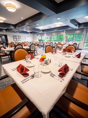 Elegant dining room set up for a meal