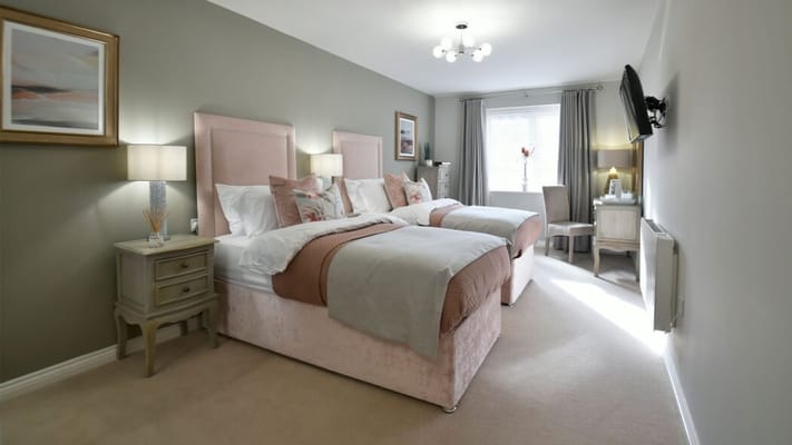 Comfortable twin bedroom in a residential facility