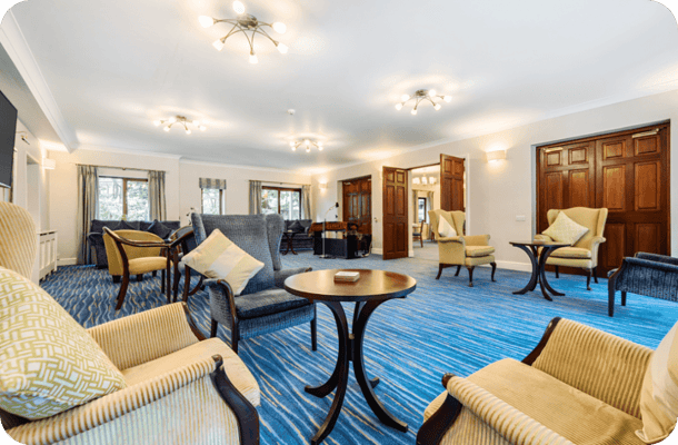 Interior social space with chairs and tables