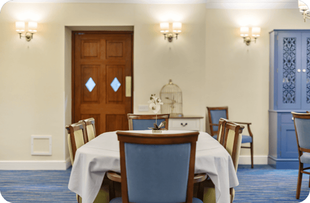 Dining area with a table and chairs