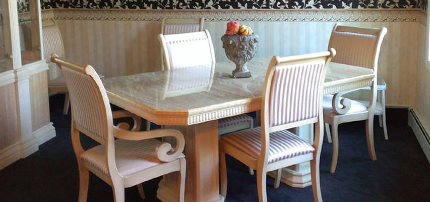 Elegant dining room with a table and chairs