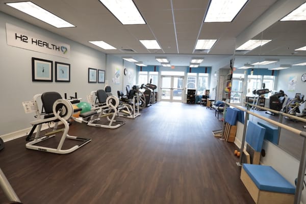 Interior view of a fitness area with exercise equipment