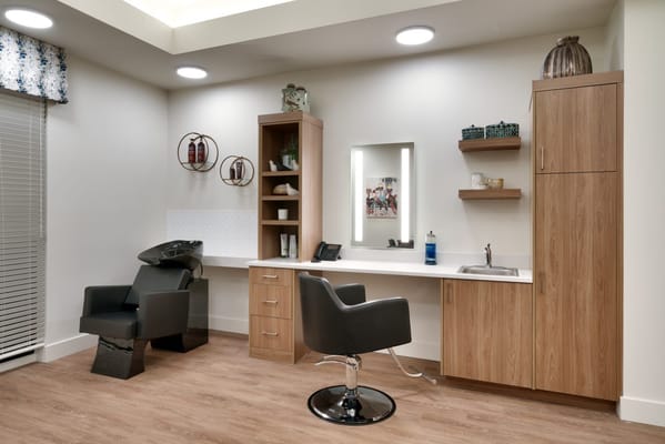 Interior view of a salon area in the facility