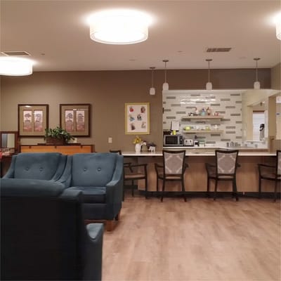 Cozy common area with seating and kitchen access