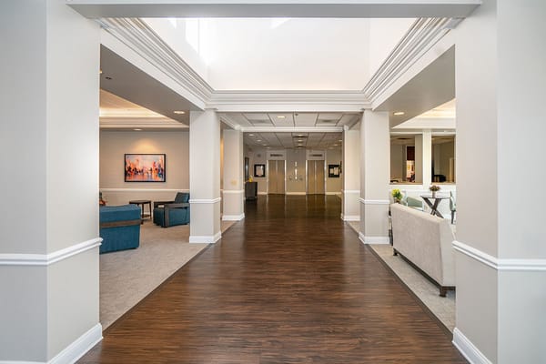Interior view of a corridor in a senior living facility