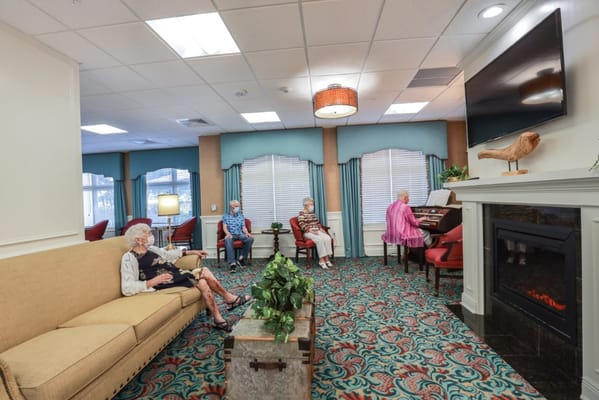 Residents enjoying time in a lounge area