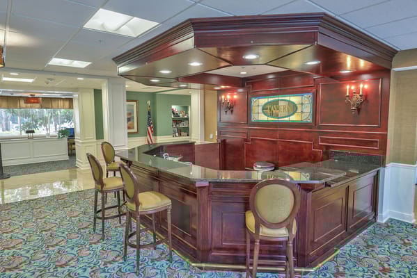 Interior view of a bar area in a retirement community