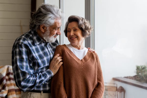 Couple enjoying each other's company indoors